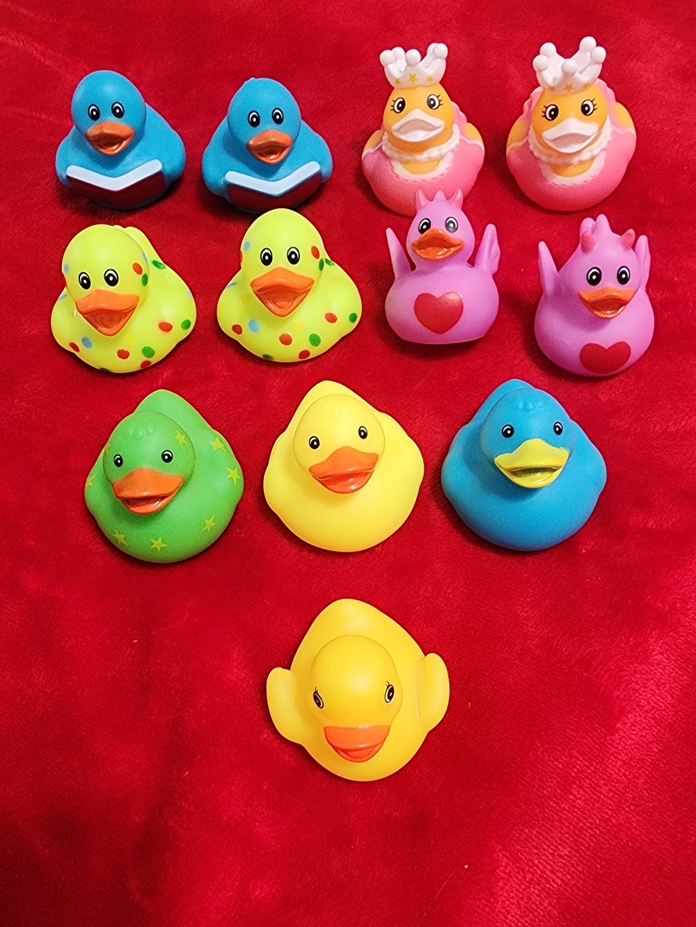 12 Colorful Kids Rubber Duck Bath Toy Set - Yellow, Blue, Pink, Green